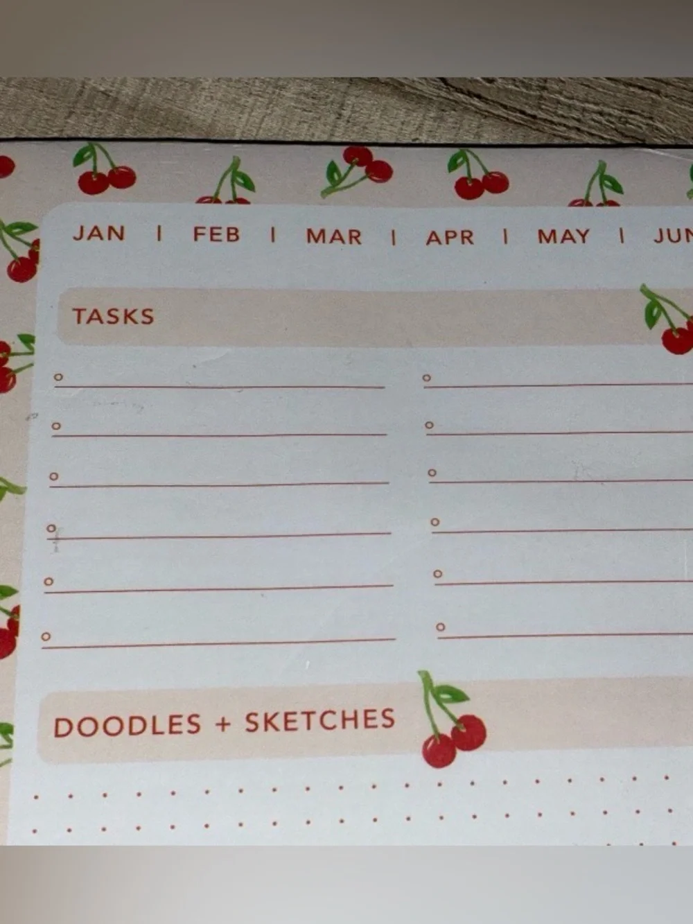 Jumbo 12” x 12” Cherry Print Desk Calendar / Daily Planner + Matching Pen